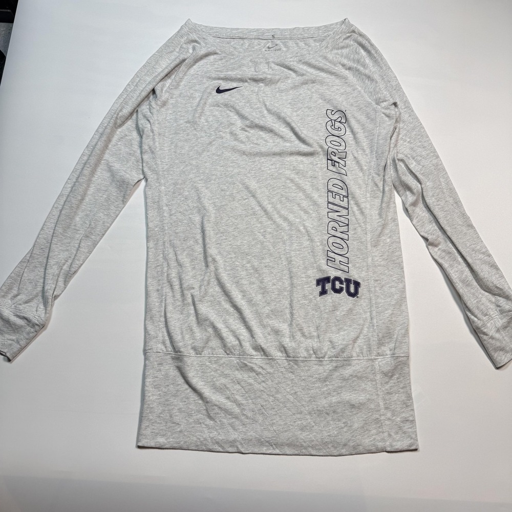 TCU Horned Frogs Shirt Womens Medium‎ Gray NCAA Football Nike Dri-FIT Tunic